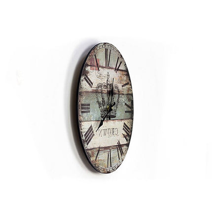 Okrągły zegar ścienny retro z koroną