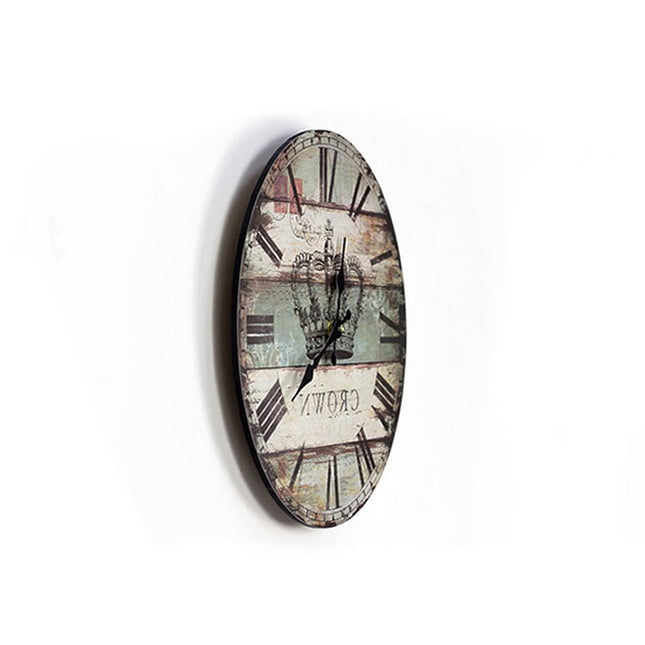 Okrągły zegar ścienny retro z koroną