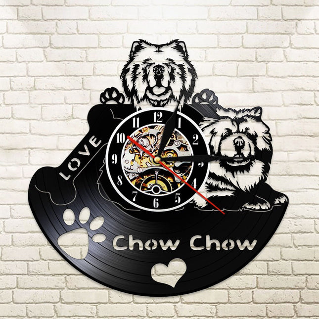 Zegar z płyty winylowej pies Chow Chow
