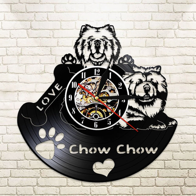 Zegar z płyty winylowej pies Chow Chow