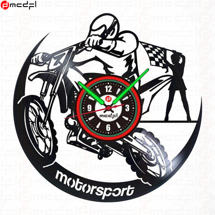 Zegar ścienny motocross czerwono-zielony na ścianę