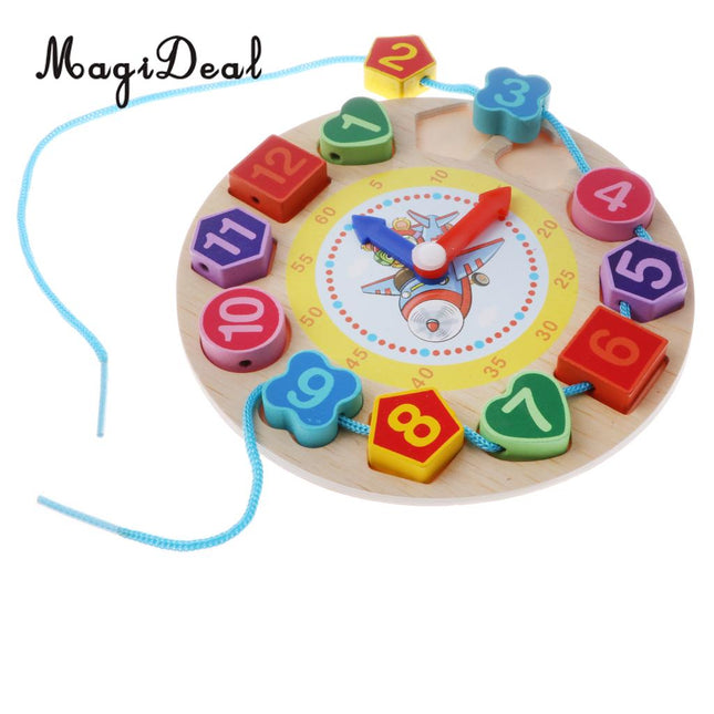 Drewniany zegar edukacyjny sorter kształtów