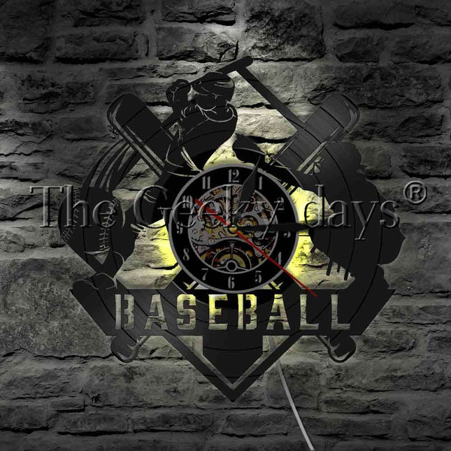 Zegar z płyty winylowej dla fana baseballu