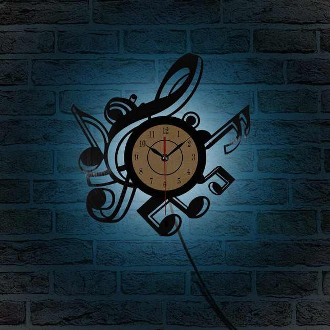 Zegar winylowy z nutami dla muzyka