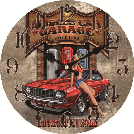 Zegar ścienny retro do garażu pin-up
