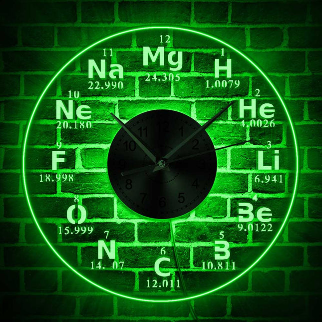 Zegar ścienny LED tablica pierwiastków chemicznych