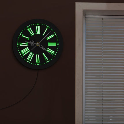 Okrągły zegar LED z cyframi rzymskimi