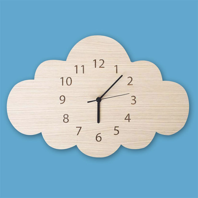 Drewniany zegar chmurka do pokoju dziecka