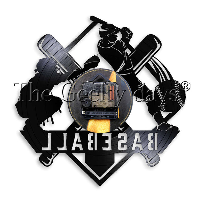 Zegar z płyty winylowej dla fana baseballu