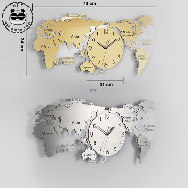 Duży zegar ścienny mapa świata do kuchni