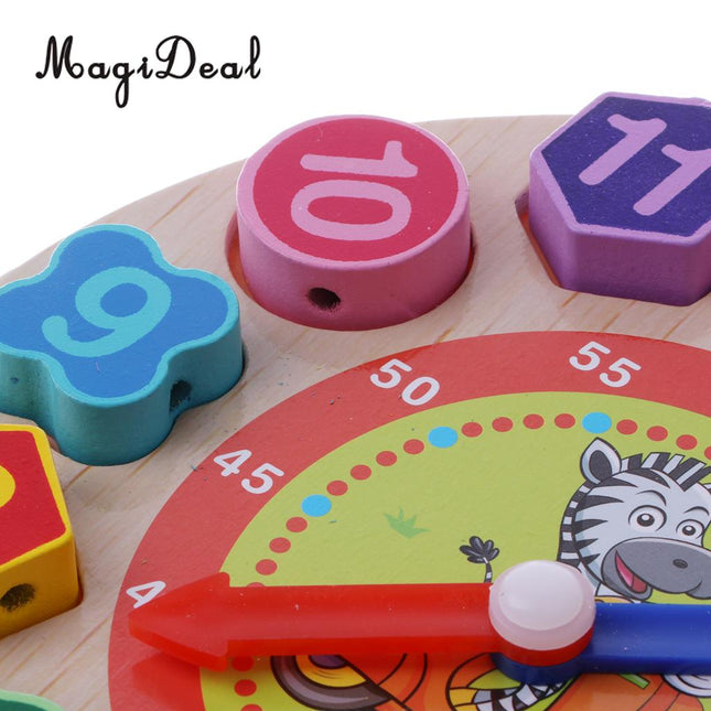 Drewniany zegar edukacyjny sorter kształtów