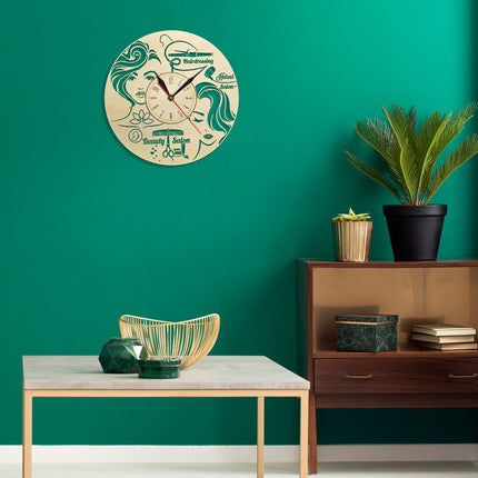 Drewniany zegar do salonu fryzjerskiego