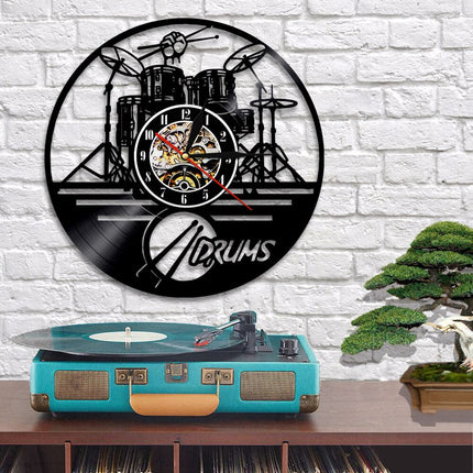 Zegar z płyty winylowej dla perkusisty
