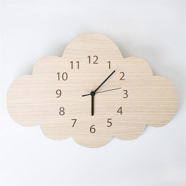 Drewniany zegar chmurka do pokoju dziecka