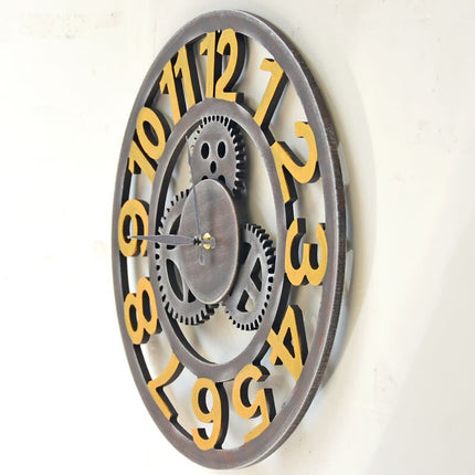 Zegar industrialny loft ze złotymi cyframi