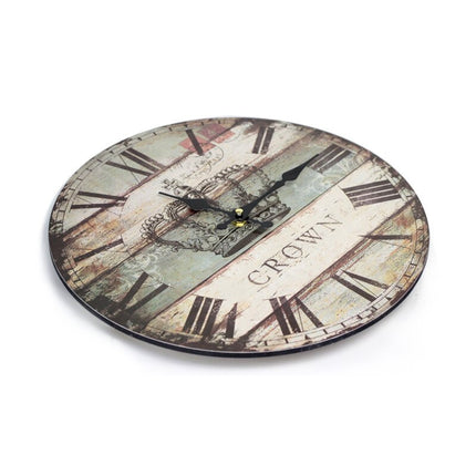 Okrągły zegar ścienny retro z koroną