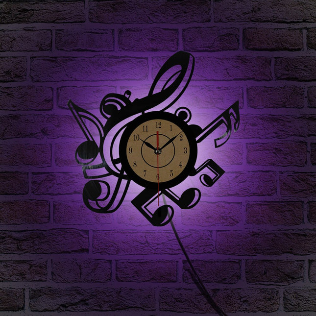 Zegar winylowy z nutami dla muzyka