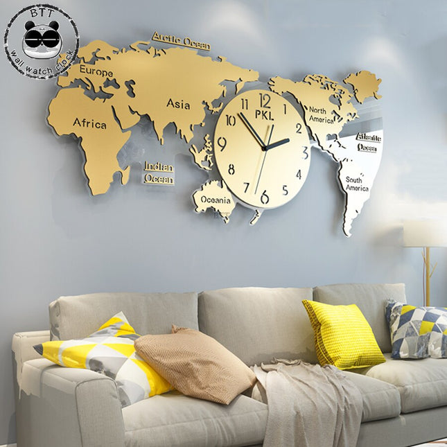 Duży zegar ścienny mapa świata do kuchni