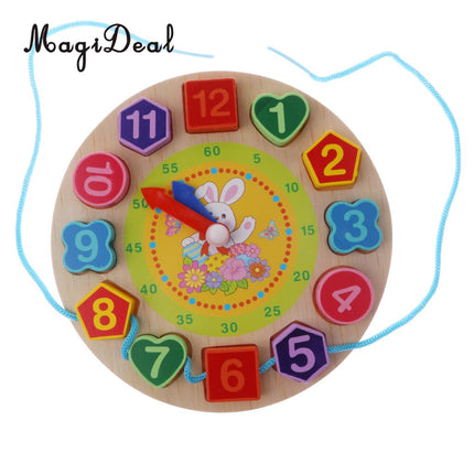 Drewniany zegar edukacyjny sorter kształtów