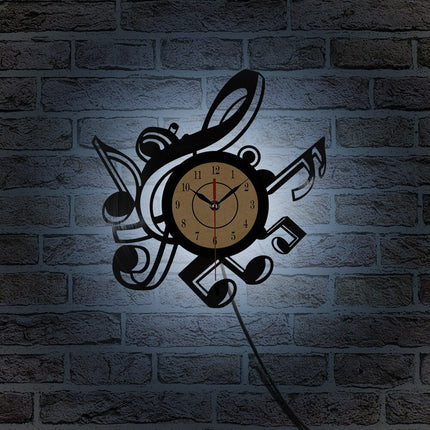 Zegar winylowy z nutami dla muzyka