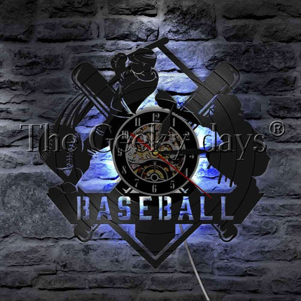 Zegar z płyty winylowej dla fana baseballu
