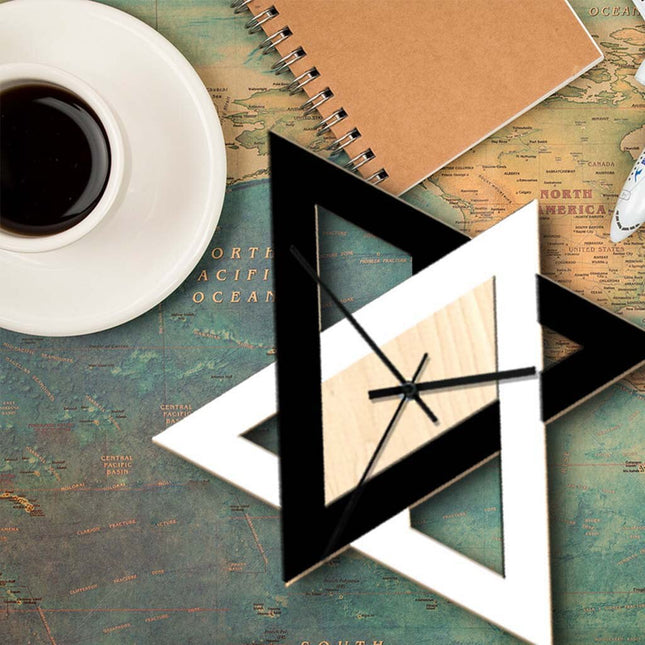 Designerski zegar ścienny drewno i metal