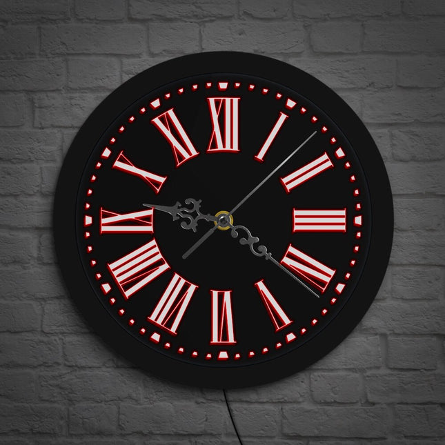 Okrągły zegar LED z cyframi rzymskimi