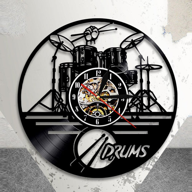 Zegar z płyty winylowej dla perkusisty