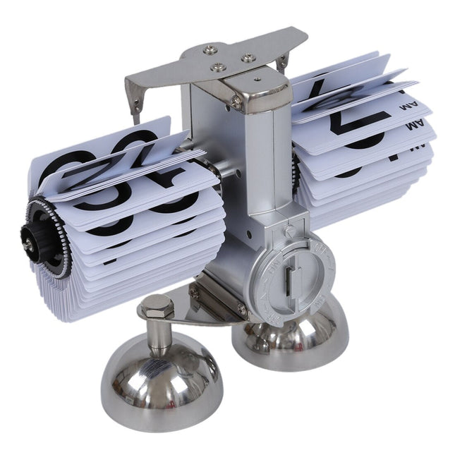 Stalowy zegar klapkowy na biurko vintage