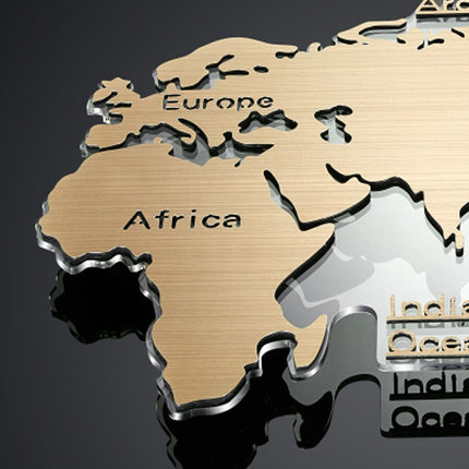 Srebrny zegar ścienny mapa świata