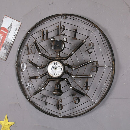 Industrialny zegar ścienny w kształcie pająka
