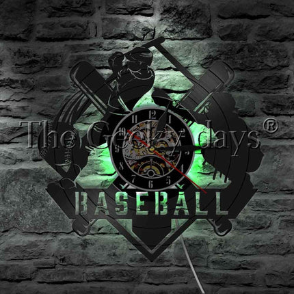Zegar z płyty winylowej dla fana baseballu
