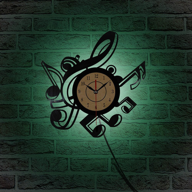Zegar winylowy z nutami dla muzyka