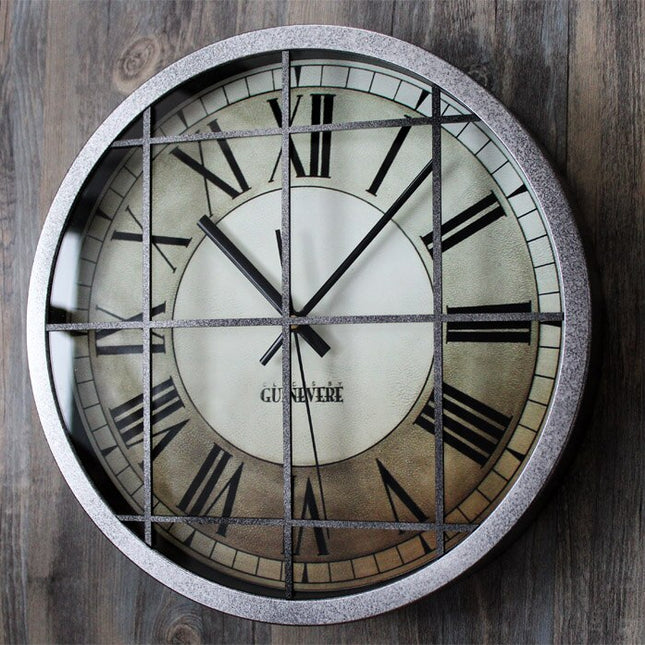 Okrągły zegar industrialny z kutego żelaza