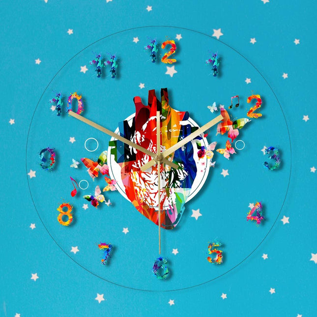 Akrylowy zegar ścienny serce anatomiczne