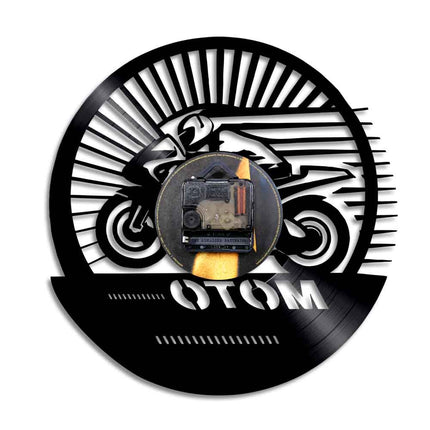 Zegar z płyty winylowej motocykl wyścigowy