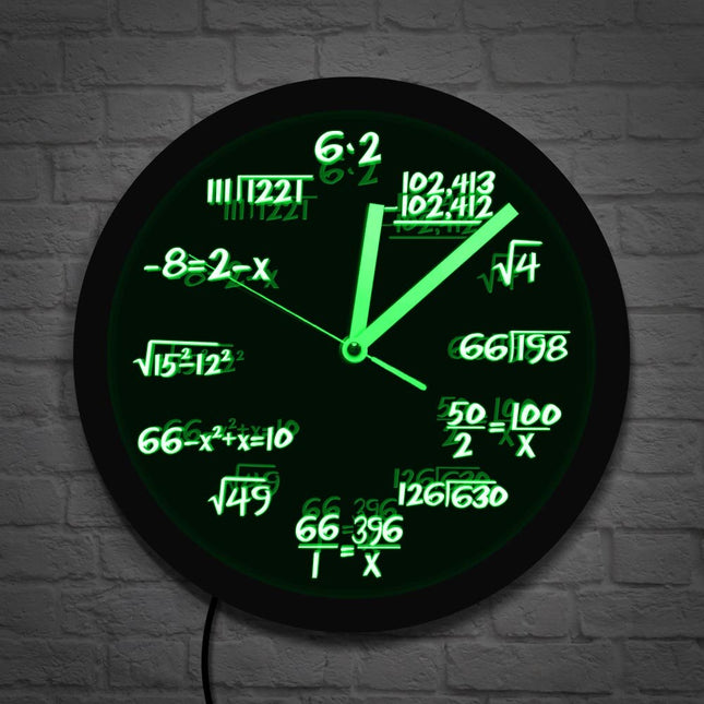 Zegar ścienny LED z wzorami matematycznymi