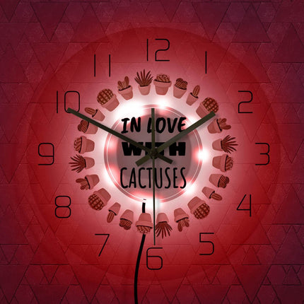 Okrągły zegar ścienny w kaktusy