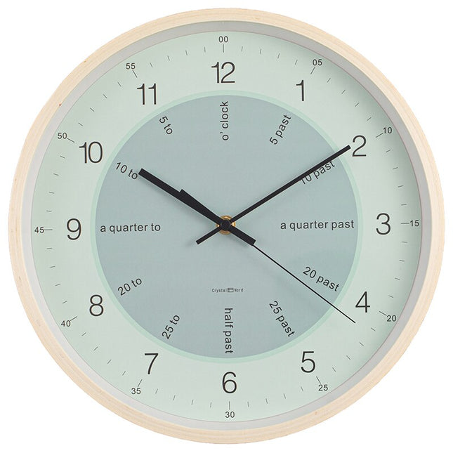 Pastelowy zegar ścienny w drewnianej ramie