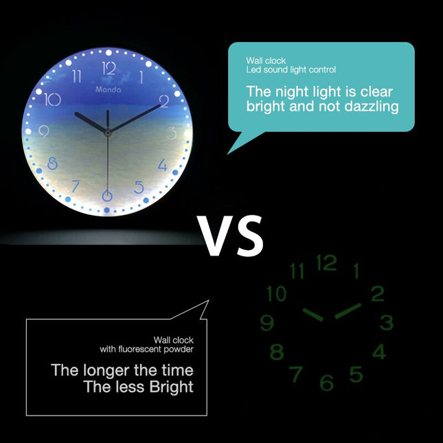 Podświetlany zegar ścienny LED świecący w ciemności