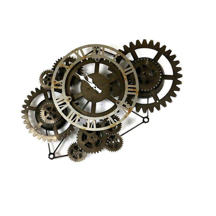 Zegar ścienny w stylu steampunk z zębatkami