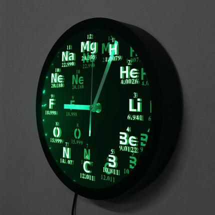 Zegar ścienny LED z tablicą Mendelejewa
