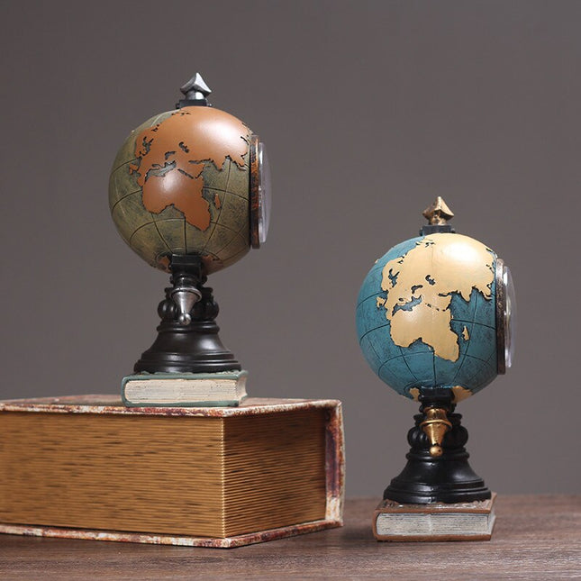 Zegar biurkowy globus w stylu vintage