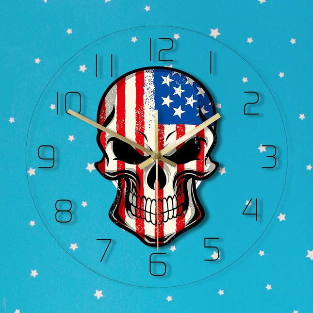 Zegar ścienny czaszka flaga USA