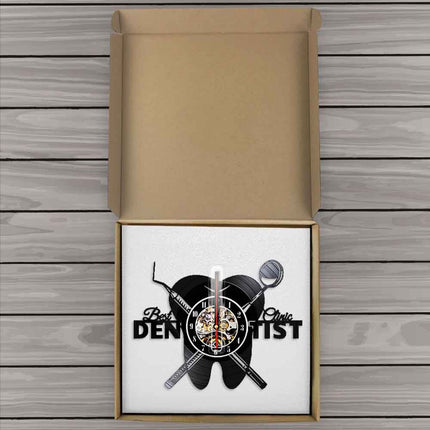 Zegar z płyty winylowej dla dentysty