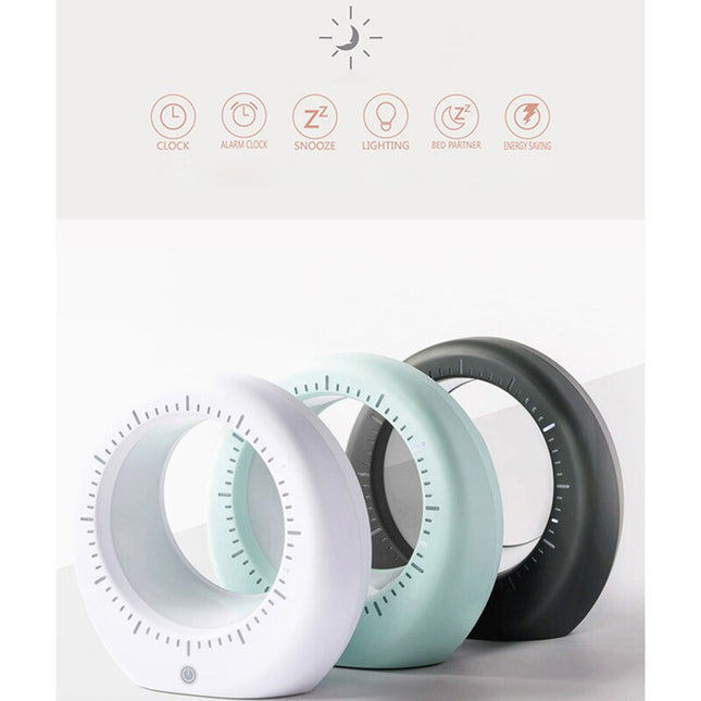 Futurystyczny budzik z lampką nocną księżyc