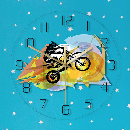 Zegar ścienny z motocyklem crossowym