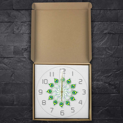 Dekoracyjny zegar ścienny pawie pióra