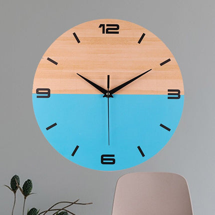Nowoczesny drewniany zegar ścienny niebieski
