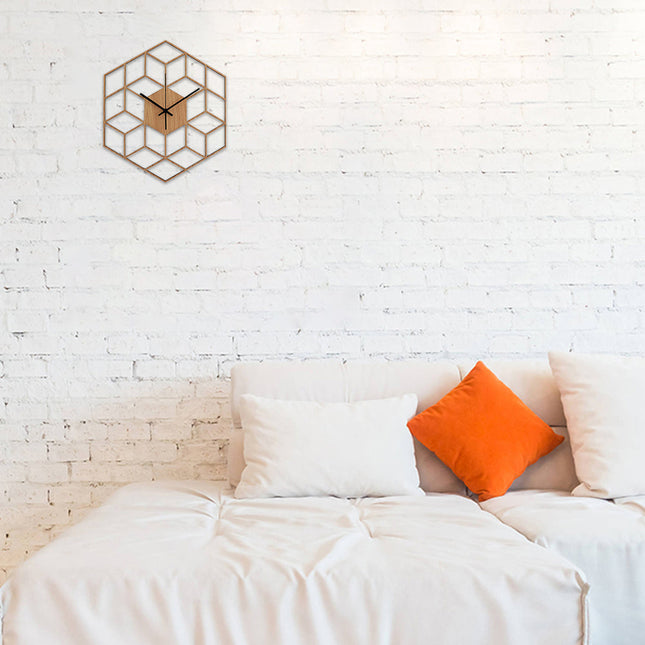 Geometryczny drewniany zegar ścienny 3D